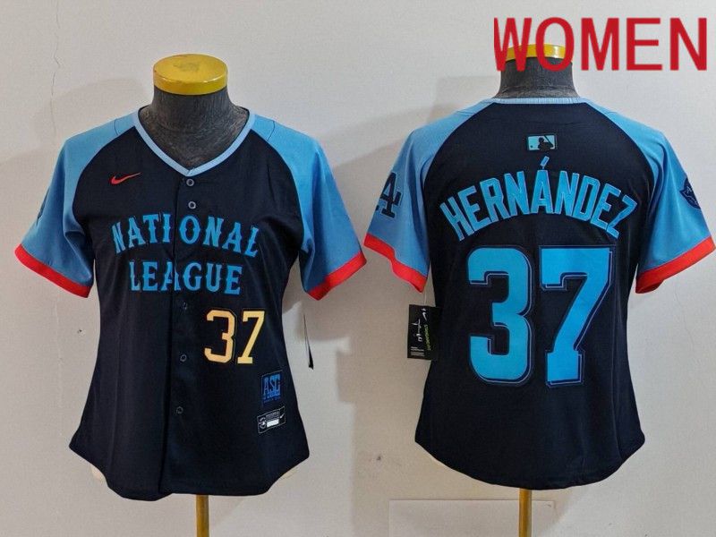 Women Los Angeles Dodgers #37 Hernandez Blue All star 2024 Nike MLB Jersey style 4